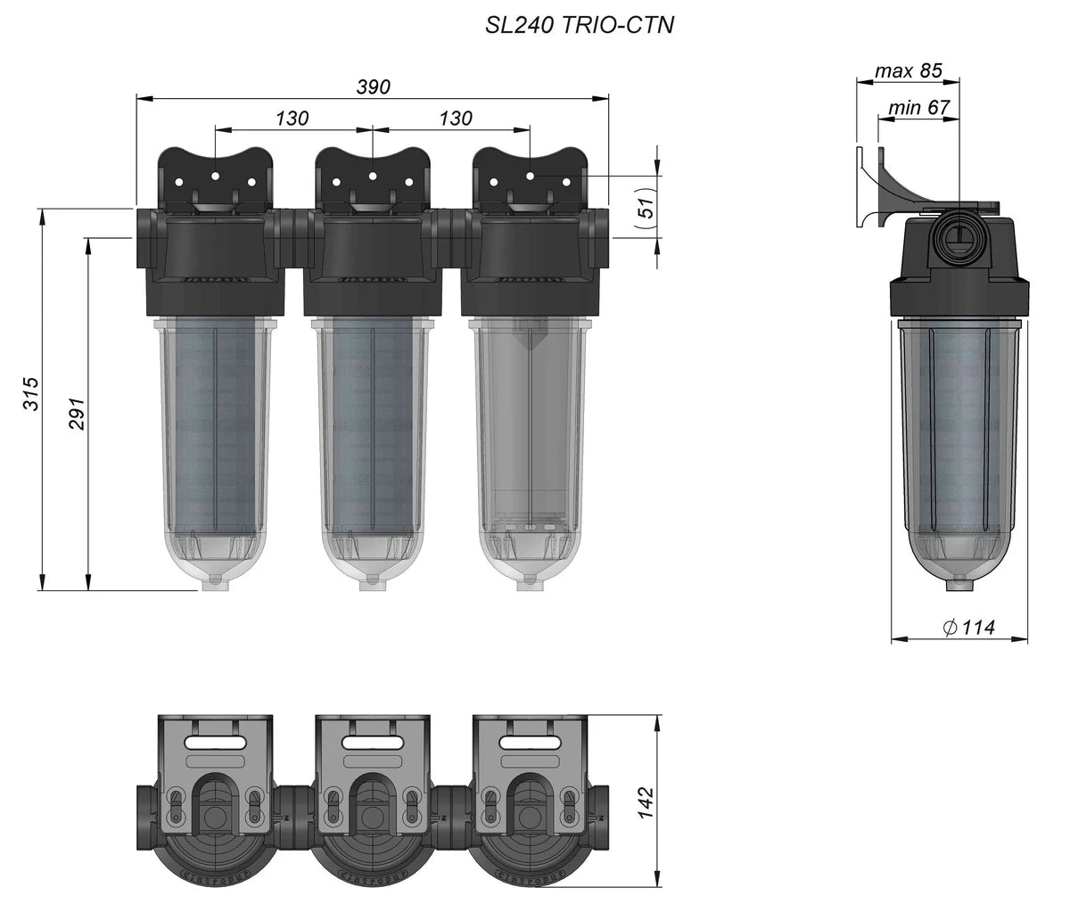 Cintropur vattenfilter SL240 Trio - Partikel & kolfilter