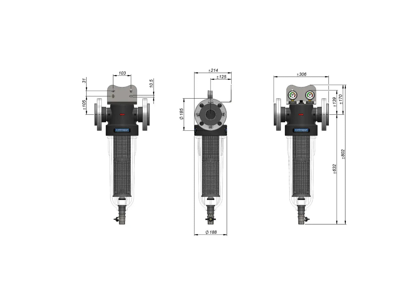 Cintropur vattenfilter NW650 Partikelfilter Cintropur 2 1/2" (DN65)