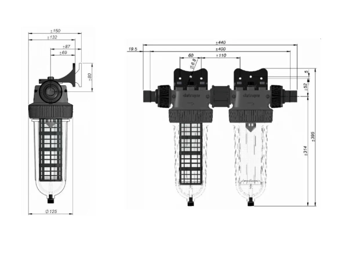Cintropur vattenfilter NW25 Duo Partikel och Kolfilter